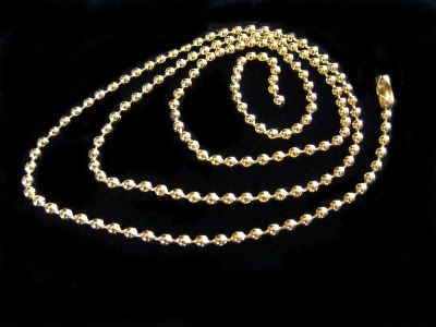 24k Gold Chain. Width of this chain is 2mm. The clasp is the traditional ball chain clasp. This elegant piece of jewelry is made of 24K gold overlay 20-100 mils thick,