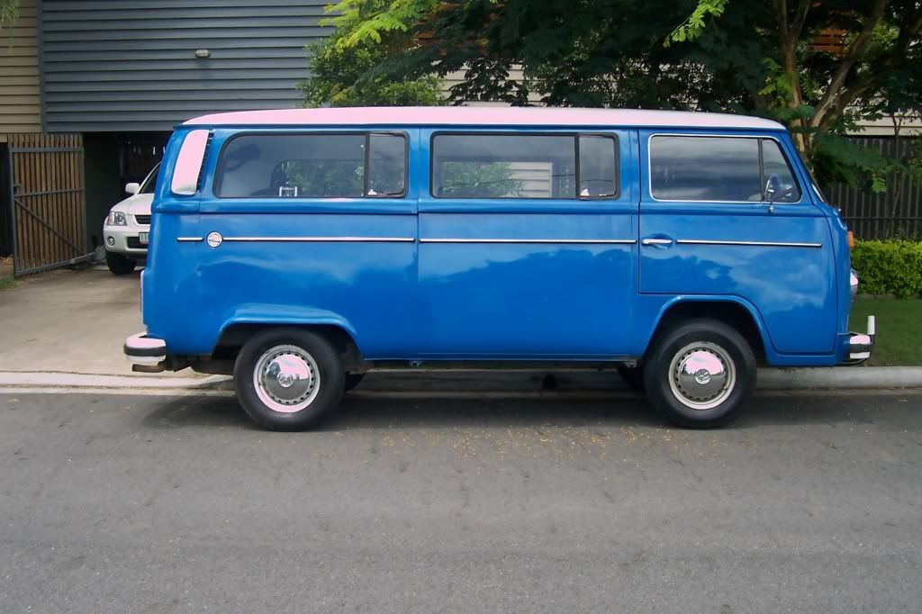 He is a 1976 VW Kombi Microbus with a 2l twin carby engine 