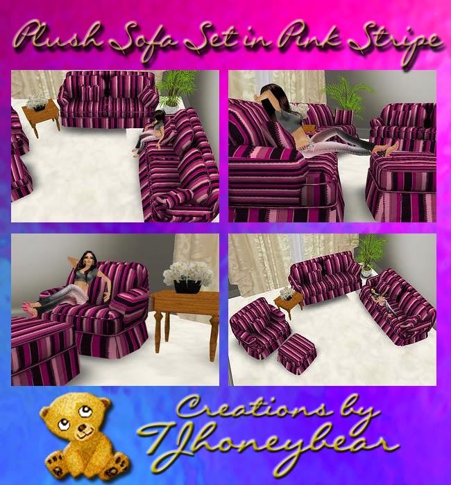 Sofa Set pink stripe