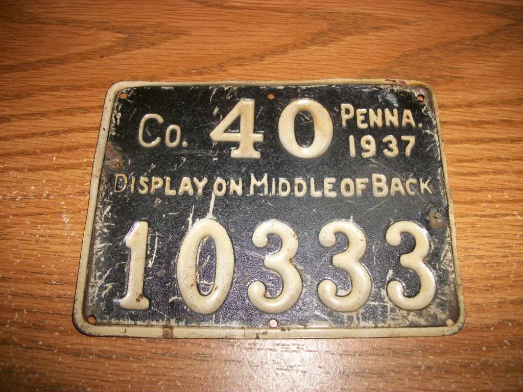 Old metal 1937 Pa. hunting licence for sale New Jersey Hunters
