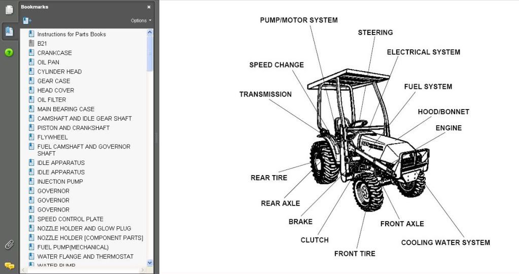 KUBOTA TRACTOR Loader Backhoe Mower Manual Parts B21 BT751 TL421
