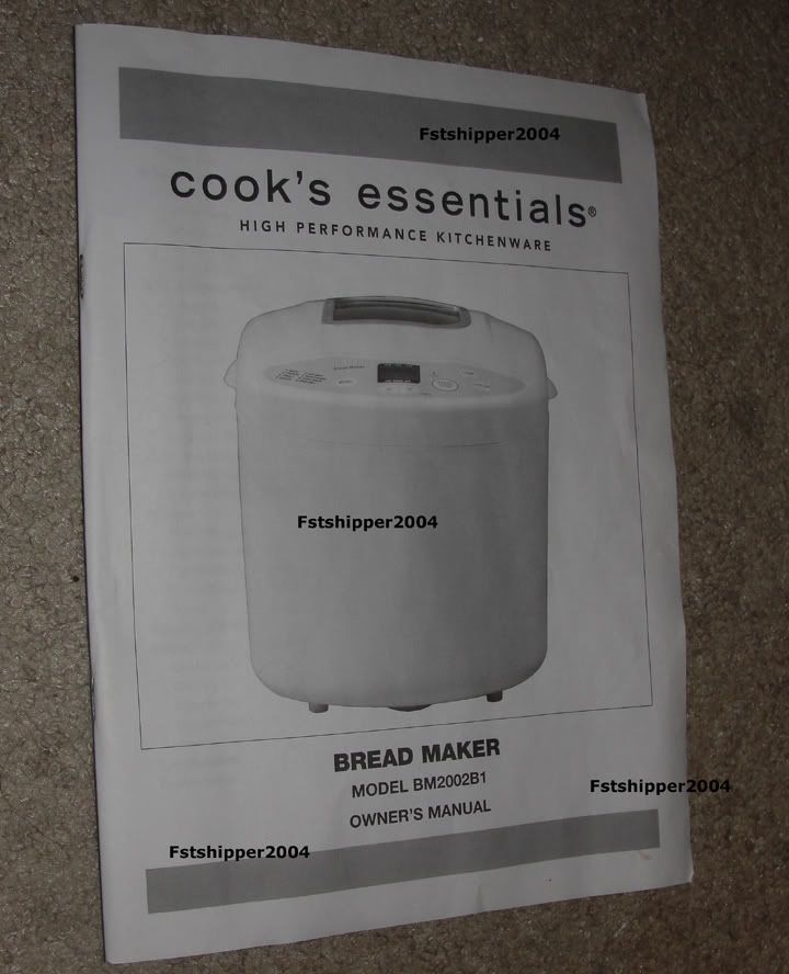 Cooks Essentials Bread Maker Machine Breadmaker Manual