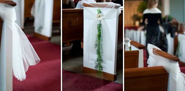 The elegant pew decorations Tulle and weddings seem to go hand in hand 