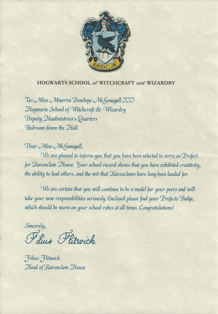 Hogwarts Ravenclaw Prefect Letter Photo by RinRin921 | Photobucket