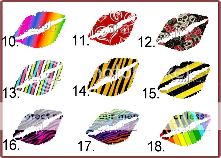 LIPSTICK KISS CUSTOM DESIGNS NAIL ART DECALS•  