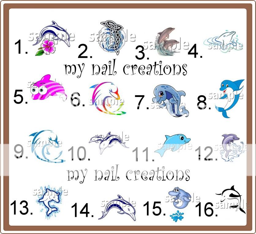 SUMMER DOLPHIN NAIL ART DECALS• KIDS,TOE, ADULT SIZE  