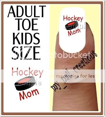 Nail ART Decals♥HOCKEY MOM ANY COLOR•  