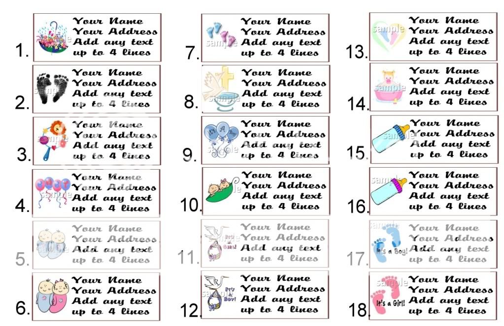 30 Baby SHOWER Personalized Address Labels•YOU CHOOSE•  