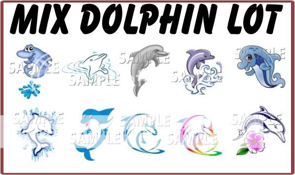 MIX DOLPHIN LOT•NAIL ART DECALS•KIDS,TOE OR ADULT  
