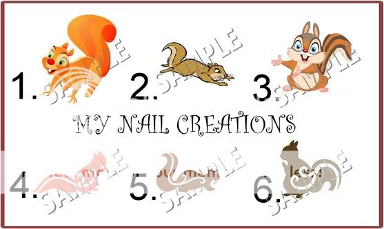 SQUIRREL NAIL ART DECALS• YOU CHOOSE   