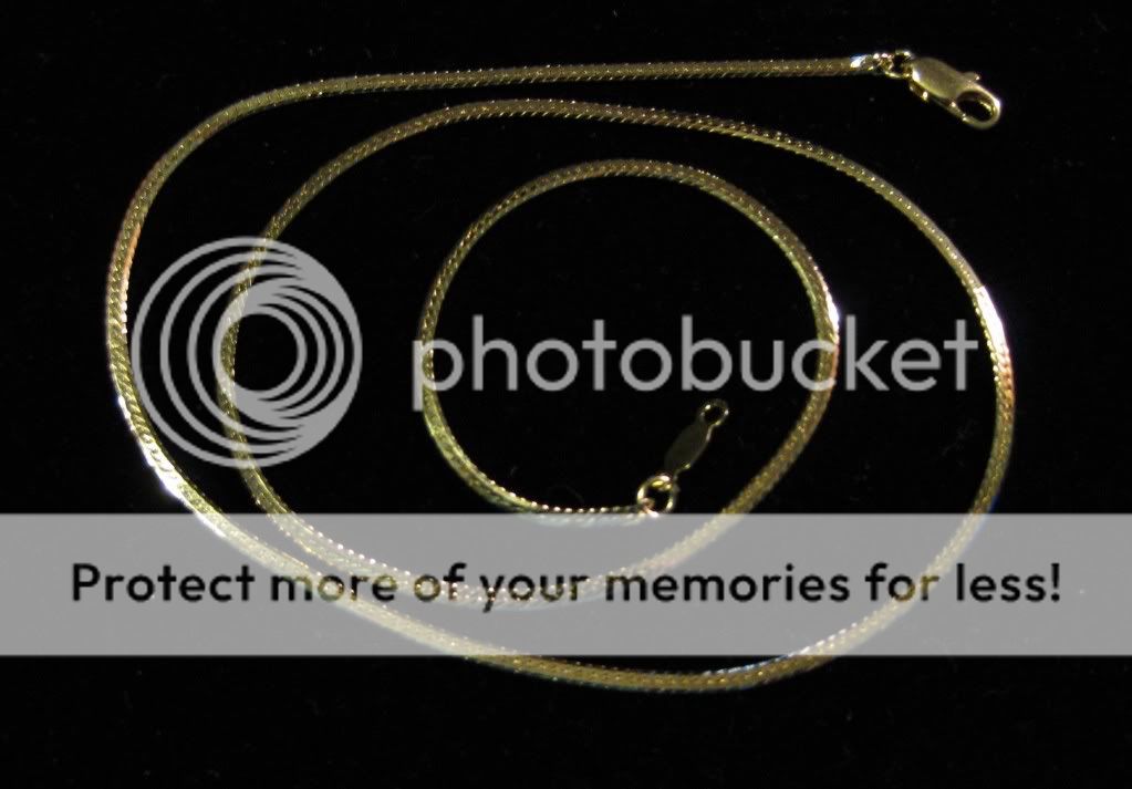 GOLD BEVELED HERRINGBONE CHAIN NECKLACE VARIOUS LENGTHS  
