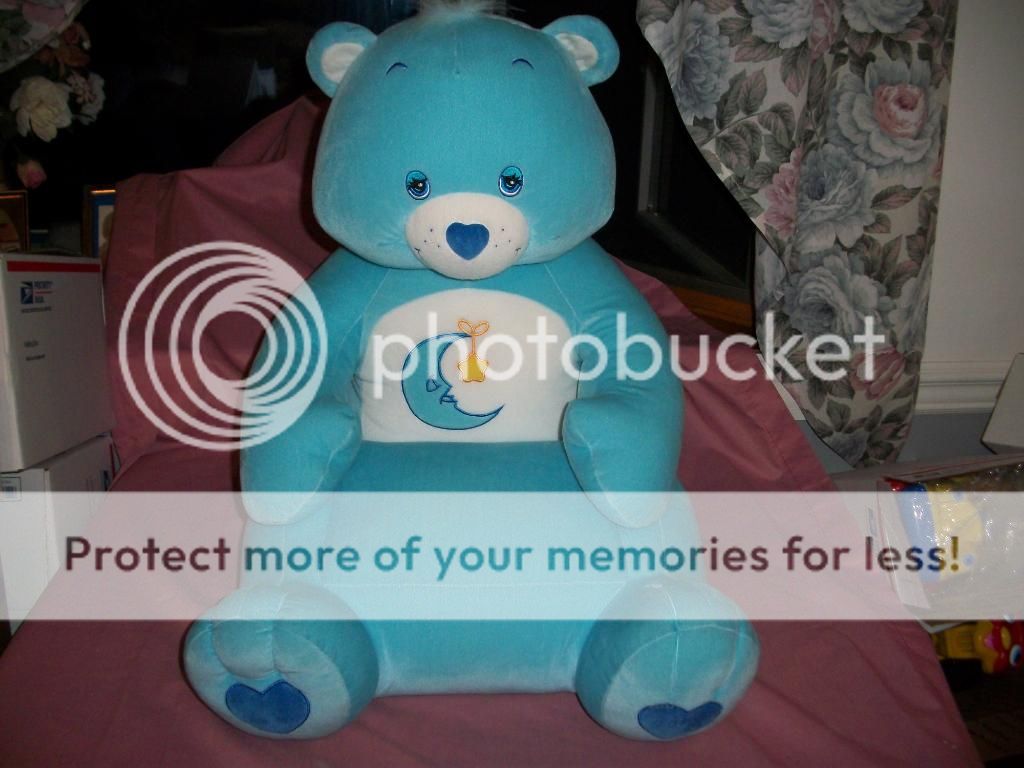 Care Bear 2002 Child Size Blue Bedtime Bear Stuffed Plush Chair Retired RARE
