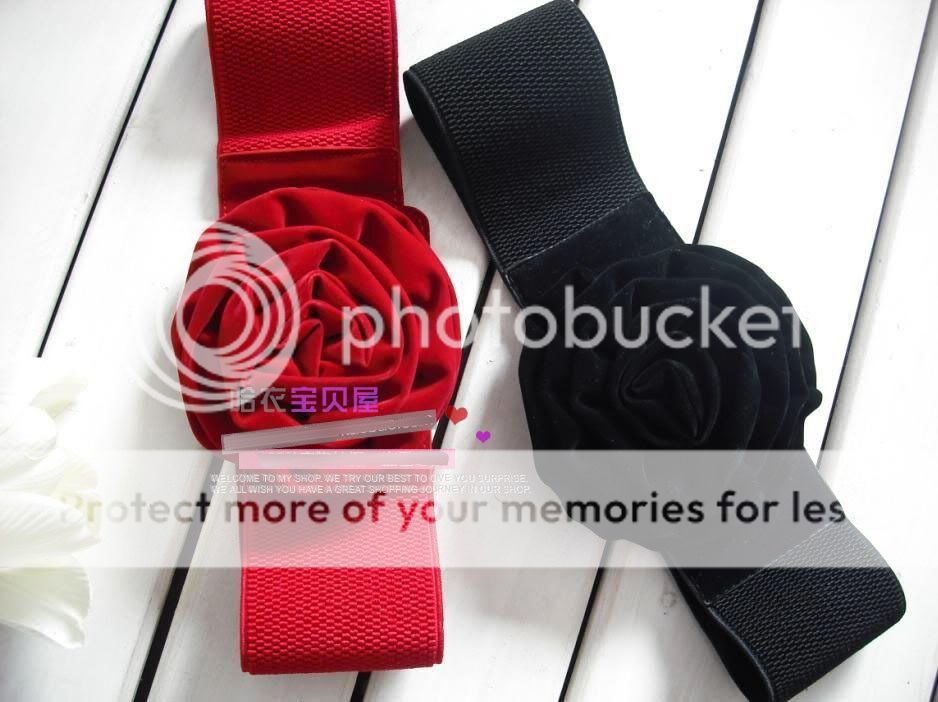 Japan Korea Thick Ladies Flower Rose Waist Belt   RED  