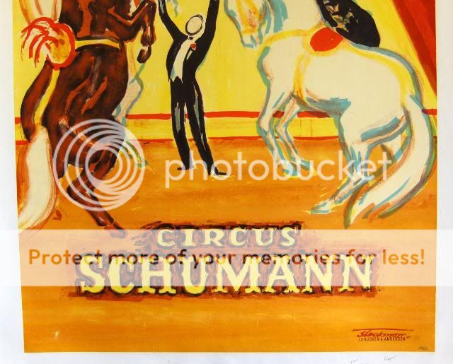 STOCKMARR CIRCUS SCHUMANN ORIG POSTER TRAINED HORSES  