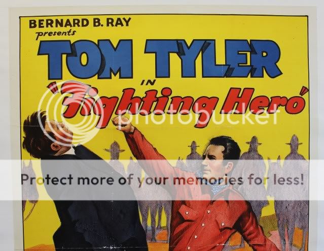 VINTAGE ORIG MOVIE POSTER, TOM TYLER IN FIGHTING HERO  