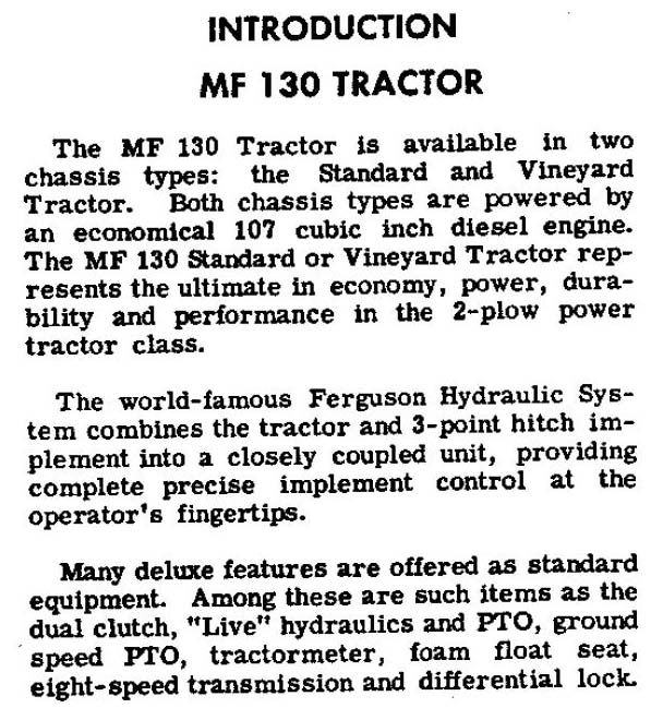 MASSEY FERGUSON 125 130 180 A4 107 TRACTORS SERVICE MANUAL OPERATORS 